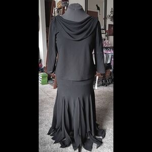 🖤 Vintage J.B.S. Black Formal Skirt Top Dress Wedding Long Sleeve Large Womens